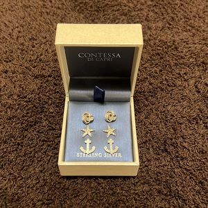 Sterling Silver Nautical Earring Set (3 Pairs)